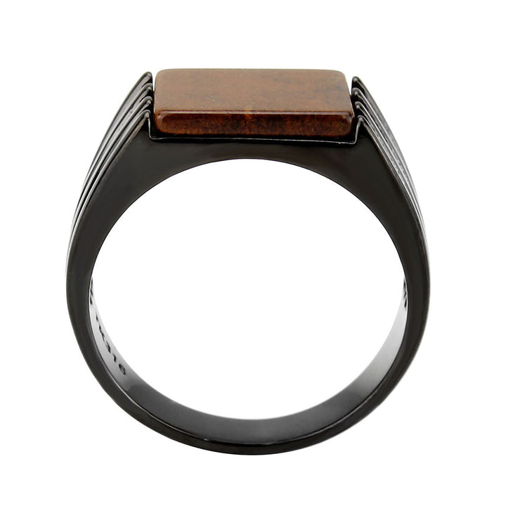 LOVCIA Black Ion-Plated Stainless Steel Ring with Square Topaz Semi-Precious Stone - Buy stylish Rings for women - Shop latest Ring design - Trendy Rings - Unique fashion Rings - Find the perfect Ring