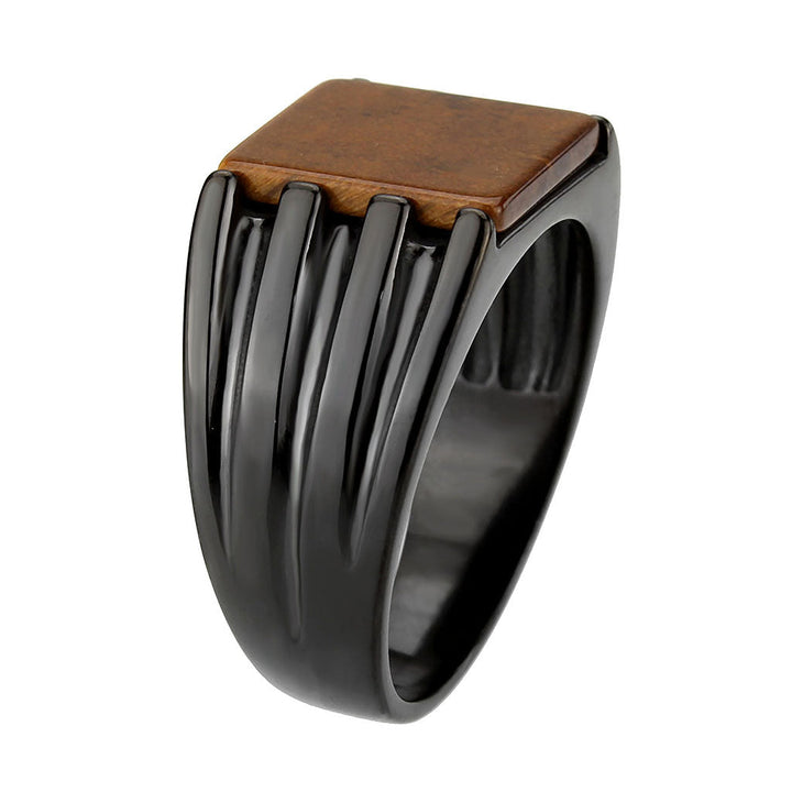 LOVCIA Black Ion-Plated Stainless Steel Ring with Square Topaz Semi-Precious Stone - Buy stylish Rings for women - Shop latest Ring design - Trendy Rings - Unique fashion Rings - Find the perfect Ring