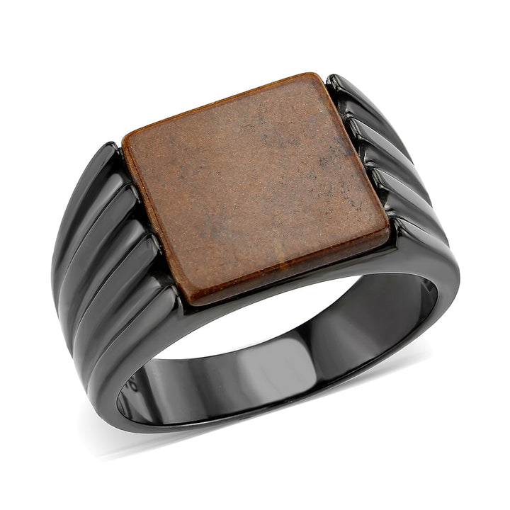 LOVCIA Black Ion-Plated Stainless Steel Ring with Square Topaz Semi-Precious Stone - Buy stylish Rings for women - Shop latest Ring design - Trendy Rings - Unique fashion Rings - Find the perfect Ring