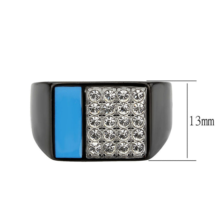 LOVCIA Two Tone Black Ion Plated Stainless Steel Ring with Clear Crystal - Buy stylish Rings for women - Shop latest Ring design - Trendy Rings - Unique fashion Rings - Find the perfect Ring