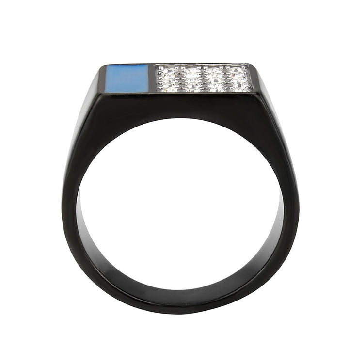 LOVCIA Two Tone Black Ion Plated Stainless Steel Ring with Clear Crystal - Buy stylish Rings for women - Shop latest Ring design - Trendy Rings - Unique fashion Rings - Find the perfect Ring