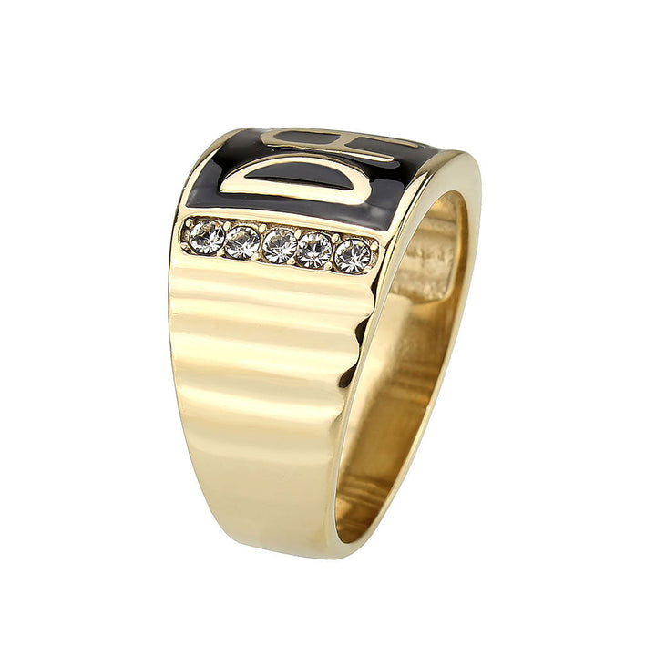 LOVCIA Gold Ion-Plated Stainless Steel Ring with Clear Top Grade Crystal - Buy stylish Rings for women - Shop latest Ring design - Trendy Rings - Unique fashion Rings - Find the perfect Ring