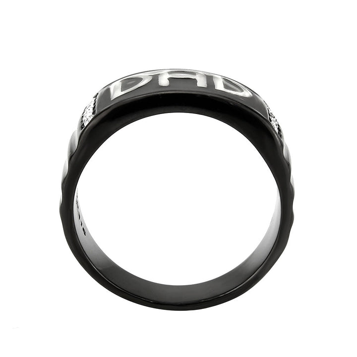 LOVCIA Two Tone Ion Plated Black Stainless Steel Ring with Clear Top Grade Crystal - Buy stylish Rings for women - Shop latest Ring design - Trendy Rings - Unique fashion Rings - Find the perfect Ring