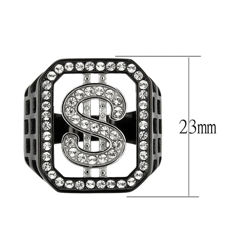 LOVCIA Two Tone IP Black Stainless Steel Ring with Clear Top Grade Crystal - Buy stylish Rings for women - Shop latest Ring design - Trendy Rings - Unique fashion Rings - Find the perfect Ring