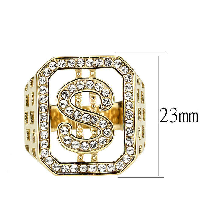 LOVCIA Ion Plated Gold Stainless Steel Ring with Clear Top Grade Crystal - Buy stylish Rings for women - Shop latest Ring design - Trendy Rings - Unique fashion Rings - Find the perfect Ring