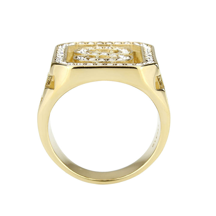 LOVCIA Ion Plated Gold Stainless Steel Ring with Clear Top Grade Crystal - Buy stylish Rings for women - Shop latest Ring design - Trendy Rings - Unique fashion Rings - Find the perfect Ring