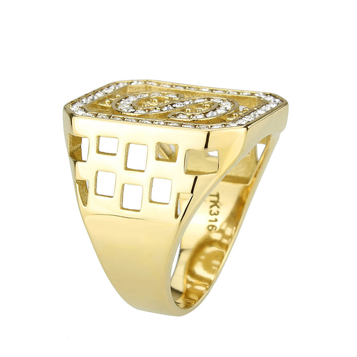 LOVCIA Ion Plated Gold Stainless Steel Ring with Clear Top Grade Crystal - Buy stylish Rings for women - Shop latest Ring design - Trendy Rings - Unique fashion Rings - Find the perfect Ring