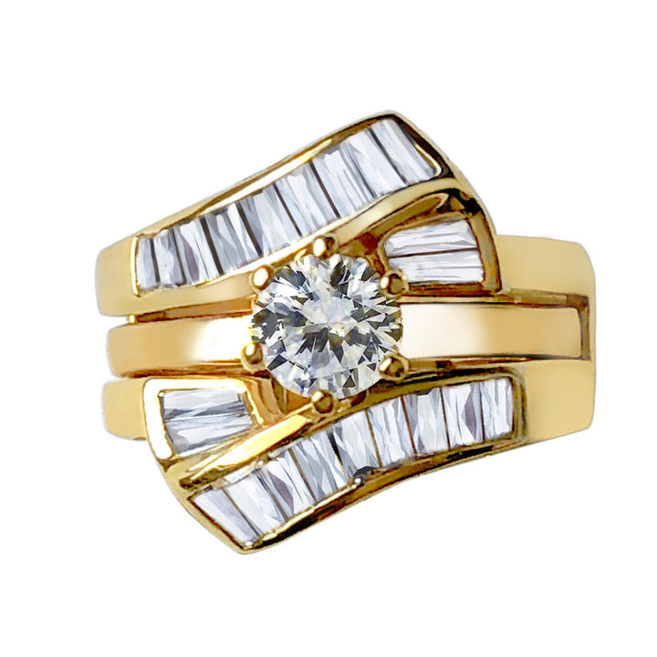 LOVCIA Elegant Round Clear CZ Sterling Silver Ring with 14K Gold Plating - Fast Shipping - Buy stylish Rings for women - Shop latest Ring design - Trendy Rings - Unique fashion Rings - Find the perfect Ring