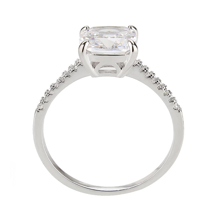 LOVCIA Radiant Rhodium-Plated Brass Ring with Clear AAA CZ Stone - Buy stylish Rings for women - Shop latest Ring design - Trendy Rings - Unique fashion Rings - Find the perfect Ring