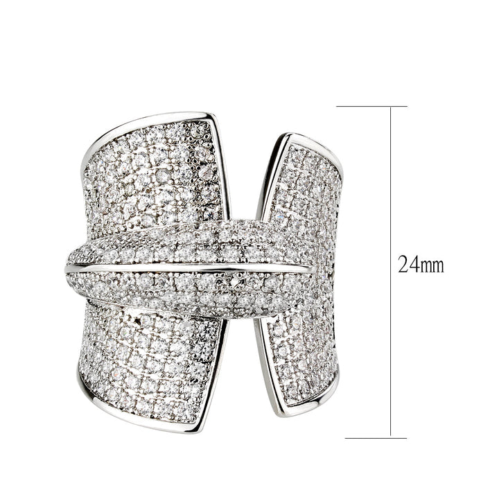 LOVCIA Rhodium-Plated Brass Ring with Clear AAA Cubic Zirconia - Buy stylish Rings for women - Shop latest Ring design - Trendy Rings - Unique fashion Rings - Find the perfect Ring