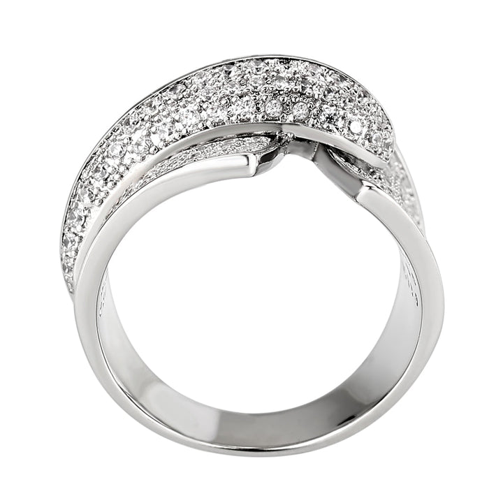 LOVCIA Rhodium-Plated Brass Ring with Clear AAA Cubic Zirconia - Buy stylish Rings for women - Shop latest Ring design - Trendy Rings - Unique fashion Rings - Find the perfect Ring