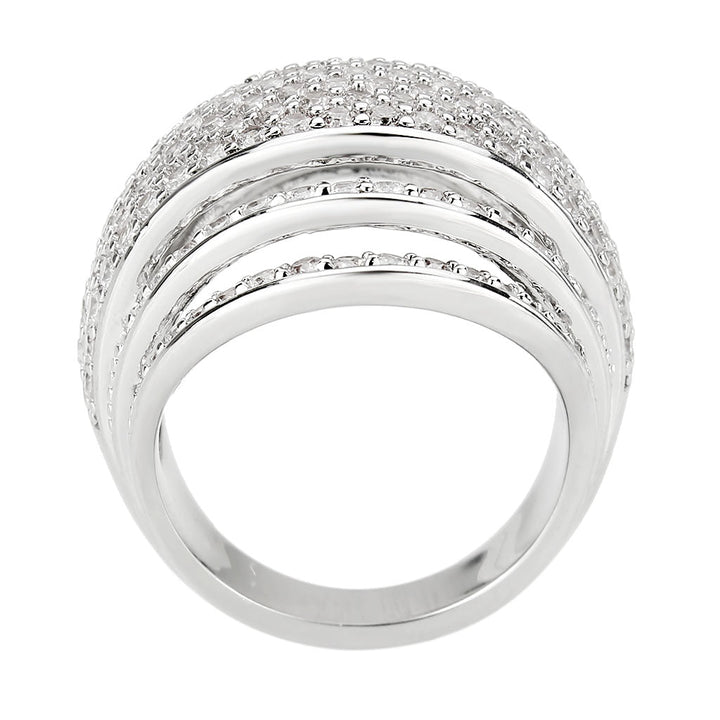 LOVCIA Elegant Rhodium-Plated Brass Ring with Clear AAA CZ Stone - Buy stylish Rings for women - Shop latest Ring design - Trendy Rings - Unique fashion Rings - Find the perfect Ring