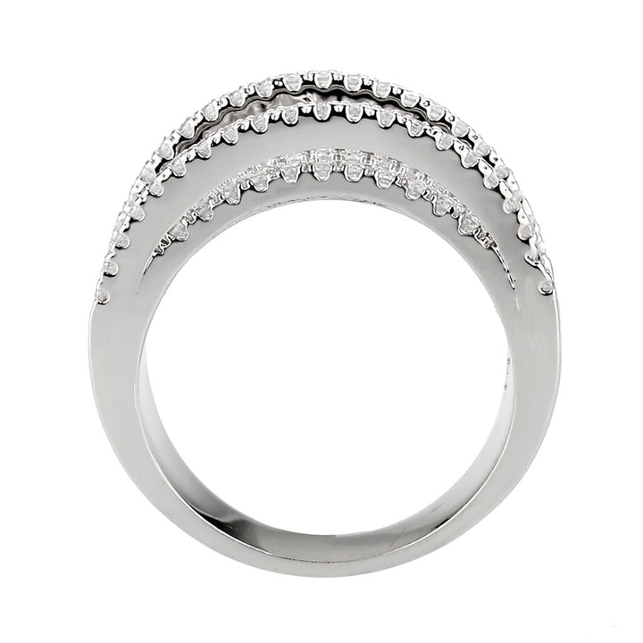 LOVCIA Rhodium-Plated Brass Ring with Clear AAA CZ Stone - Buy stylish Rings for women - Shop latest Ring design - Trendy Rings - Unique fashion Rings - Find the perfect Ring