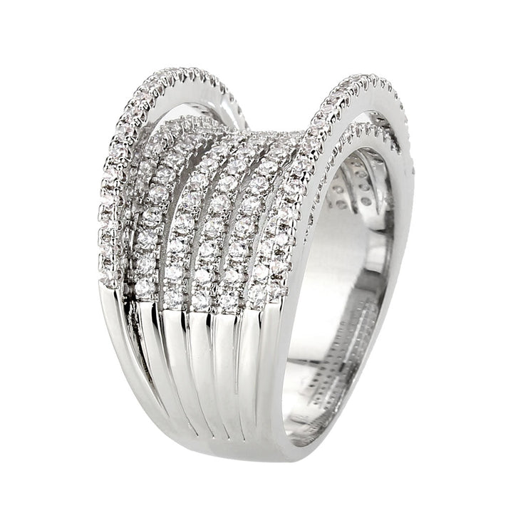 LOVCIA Rhodium-Plated Brass Ring with Clear AAA CZ Stone - Buy stylish Rings for women - Shop latest Ring design - Trendy Rings - Unique fashion Rings - Find the perfect Ring