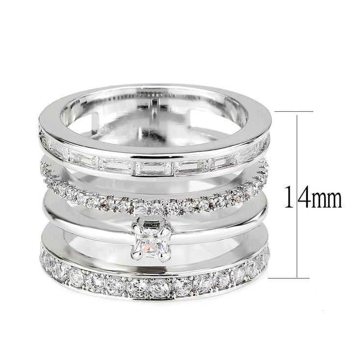 LOVCIA Rhodium-Plated Brass Ring with Clear AAA CZ Stone - Buy stylish Rings for women - Shop latest Ring design - Trendy Rings - Unique fashion Rings - Find the perfect Ring