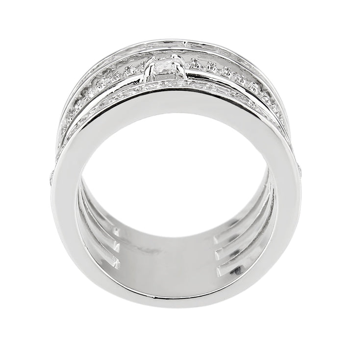 LOVCIA Rhodium-Plated Brass Ring with Clear AAA CZ Stone - Buy stylish Rings for women - Shop latest Ring design - Trendy Rings - Unique fashion Rings - Find the perfect Ring