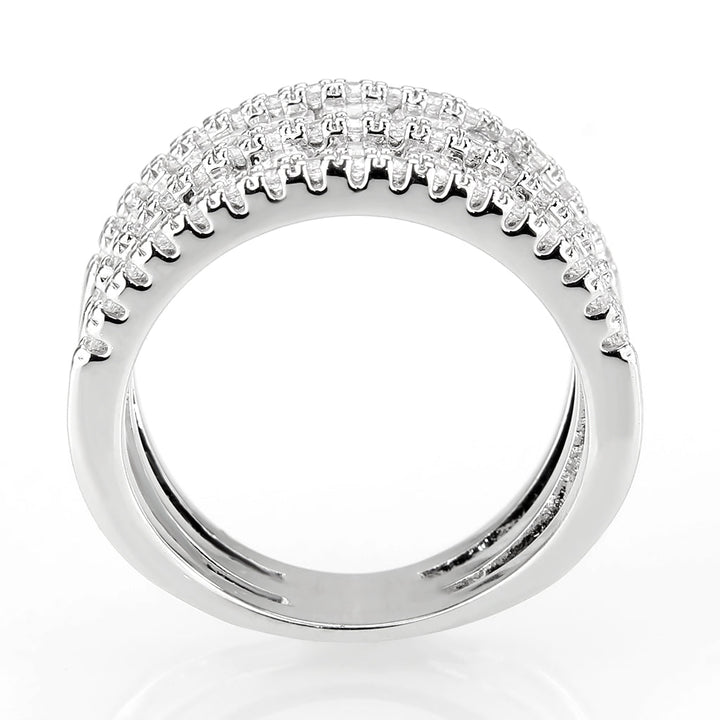 LOVCIA Rhodium-Plated Brass Ring with Clear AAA CZ Stone - Buy stylish Rings for women - Shop latest Ring design - Trendy Rings - Unique fashion Rings - Find the perfect Ring