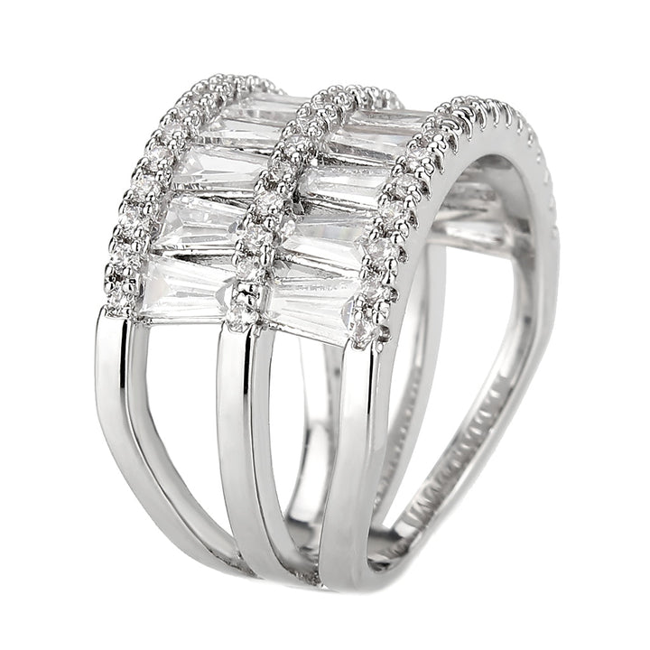 LOVCIA Rhodium-Plated Brass Ring with Clear AAA CZ Stone - Buy stylish Rings for women - Shop latest Ring design - Trendy Rings - Unique fashion Rings - Find the perfect Ring