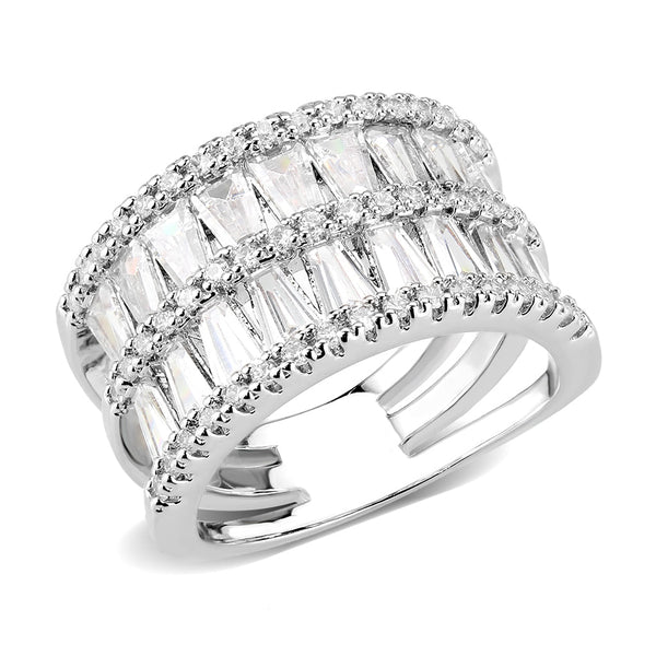 LOVCIA Rhodium-Plated Brass Ring with Clear AAA CZ Stone - Buy stylish Rings for women - Shop latest Ring design - Trendy Rings - Unique fashion Rings - Find the perfect Ring