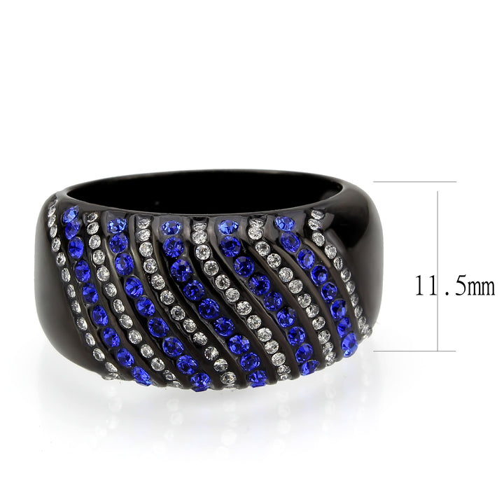 LOVCIA Black Stainless Steel Ring with Blue AAA Grade CZ Stone - Buy stylish Rings for women - Shop latest Ring design - Trendy Rings - Unique fashion Rings - Find the perfect Ring