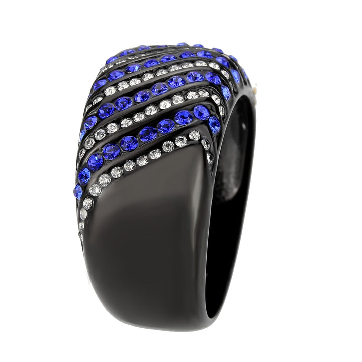 LOVCIA Black Stainless Steel Ring with Blue AAA Grade CZ Stone - Buy stylish Rings for women - Shop latest Ring design - Trendy Rings - Unique fashion Rings - Find the perfect Ring