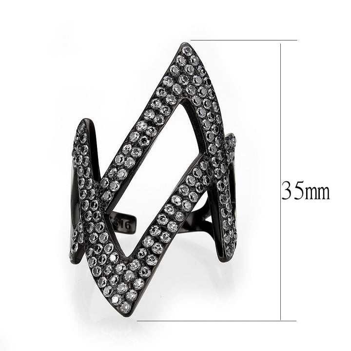 LOVCIA Black IP Stainless Steel Ring with Clear AAA CZ Stone - Buy stylish Rings for women - Shop latest Ring design - Trendy Rings - Unique fashion Rings - Find the perfect Ring