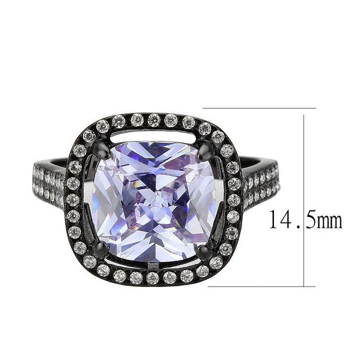 LOVCIA Amethyst Cushion Cut AAA CZ Stainless Steel Ring in IP Black Finish - Buy stylish Rings for women - Shop latest Ring design - Trendy Rings - Unique fashion Rings - Find the perfect Ring