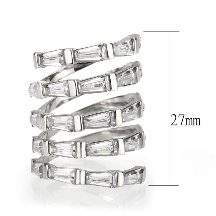 LOVCIA Elegant Stainless Steel Baguette Cut CZ Ring with High Polish Finish - Buy stylish Rings for women - Shop latest Ring design - Trendy Rings - Unique fashion Rings - Find the perfect Ring