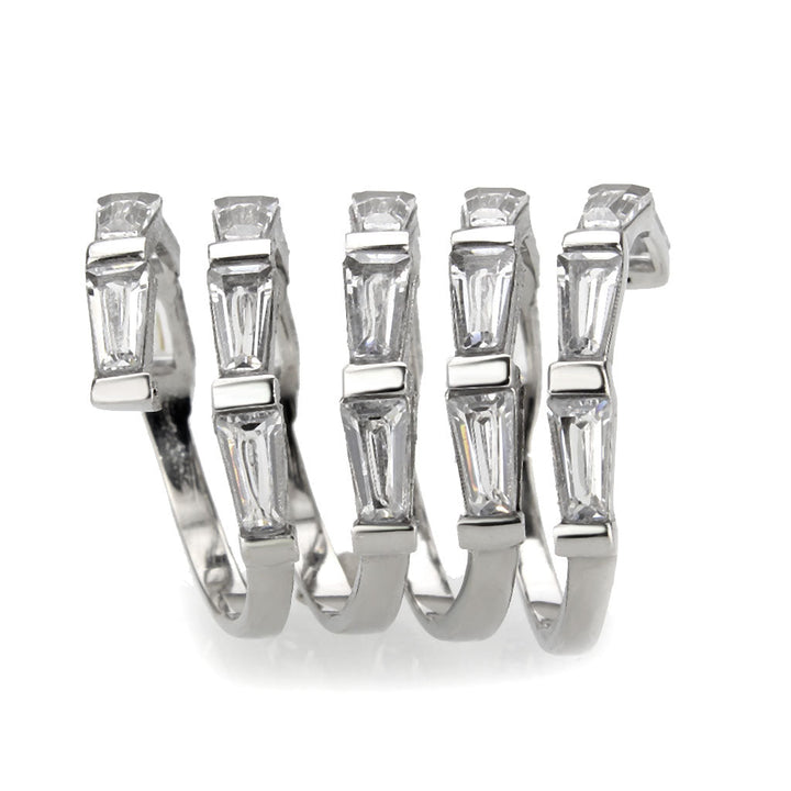 LOVCIA Elegant Stainless Steel Baguette Cut CZ Ring with High Polish Finish - Buy stylish Rings for women - Shop latest Ring design - Trendy Rings - Unique fashion Rings - Find the perfect Ring