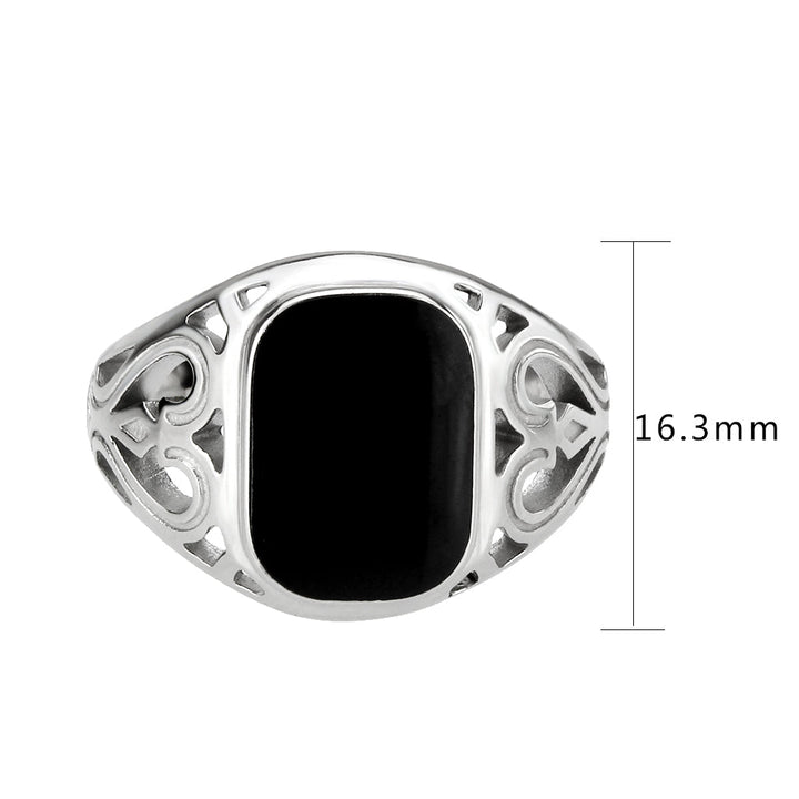 LOVCIA Sleek Stainless Steel Ring with Jet Black Epoxy Finish - Buy stylish Rings for women - Shop latest Ring design - Trendy Rings - Unique fashion Rings - Find the perfect Ring