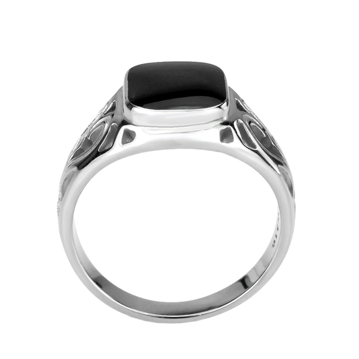 LOVCIA Sleek Stainless Steel Ring with Jet Black Epoxy Finish - Buy stylish Rings for women - Shop latest Ring design - Trendy Rings - Unique fashion Rings - Find the perfect Ring