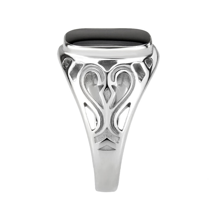 LOVCIA Sleek Stainless Steel Ring with Jet Black Epoxy Finish - Buy stylish Rings for women - Shop latest Ring design - Trendy Rings - Unique fashion Rings - Find the perfect Ring