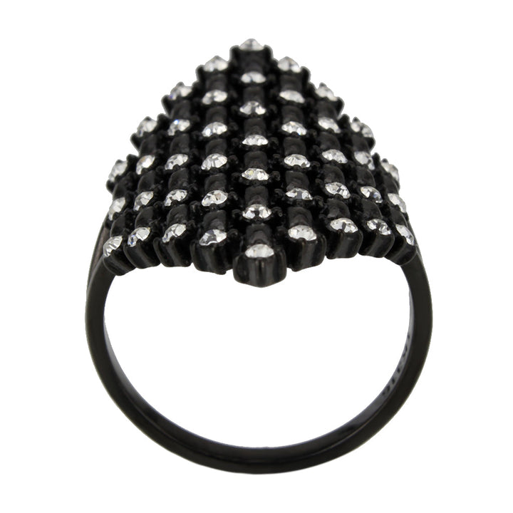 LOVCIA Black IP Stainless Steel Ring with Clear Top Grade Crystal - Buy stylish Rings for women - Shop latest Ring design - Trendy Rings - Unique fashion Rings - Find the perfect Ring