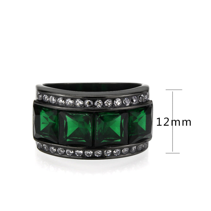 LOVCIA Black Stainless Steel Emerald-Toned Synthetic Ring - Buy stylish Rings for women - Shop latest Ring design - Trendy Rings - Unique fashion Rings - Find the perfect Ring