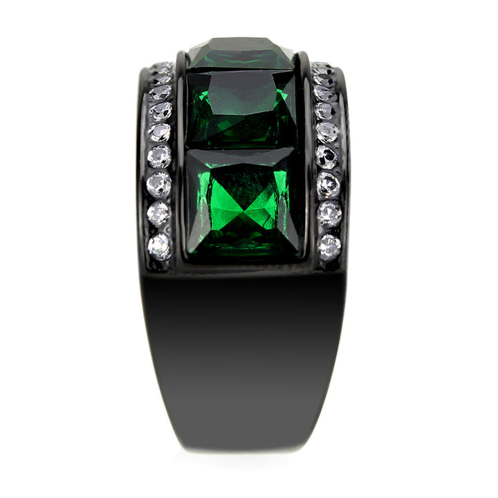 LOVCIA Black Stainless Steel Emerald-Toned Synthetic Ring - Buy stylish Rings for women - Shop latest Ring design - Trendy Rings - Unique fashion Rings - Find the perfect Ring