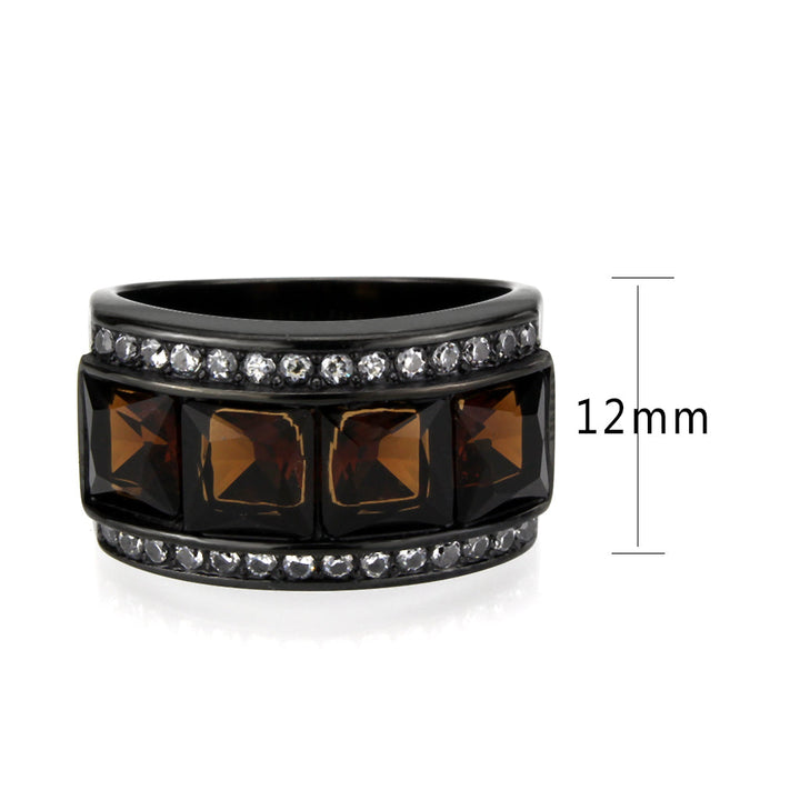 LOVCIA IP Black Stainless Steel Ring with Brown Synthetic Stone - Buy stylish Rings for women - Shop latest Ring design - Trendy Rings - Unique fashion Rings - Find the perfect Ring