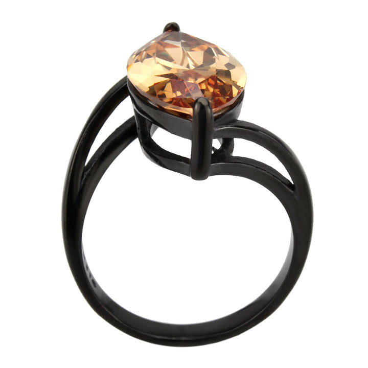 LOVCIA Champagne CZ Stainless Steel Ring in IP Black Finish - Buy stylish Rings for women - Shop latest Ring design - Trendy Rings - Unique fashion Rings - Find the perfect Ring