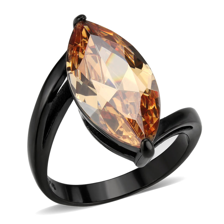 LOVCIA Champagne CZ Stainless Steel Ring in IP Black Finish - Buy stylish Rings for women - Shop latest Ring design - Trendy Rings - Unique fashion Rings - Find the perfect Ring