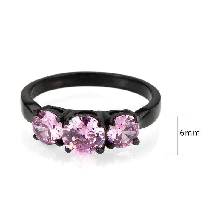 LOVCIA Black Stainless Steel Ring with Rose AAA Grade CZ - Buy stylish Rings for women - Shop latest Ring design - Trendy Rings - Unique fashion Rings - Find the perfect Ring