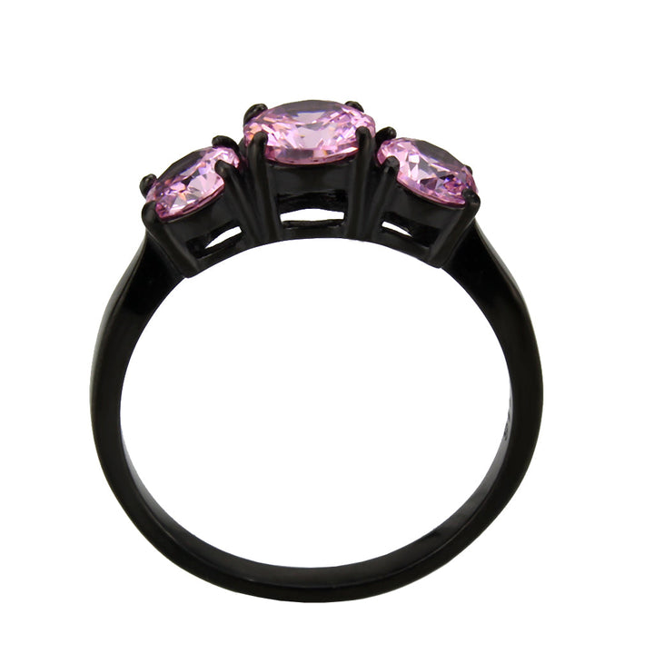 LOVCIA Black Stainless Steel Ring with Rose AAA Grade CZ - Buy stylish Rings for women - Shop latest Ring design - Trendy Rings - Unique fashion Rings - Find the perfect Ring