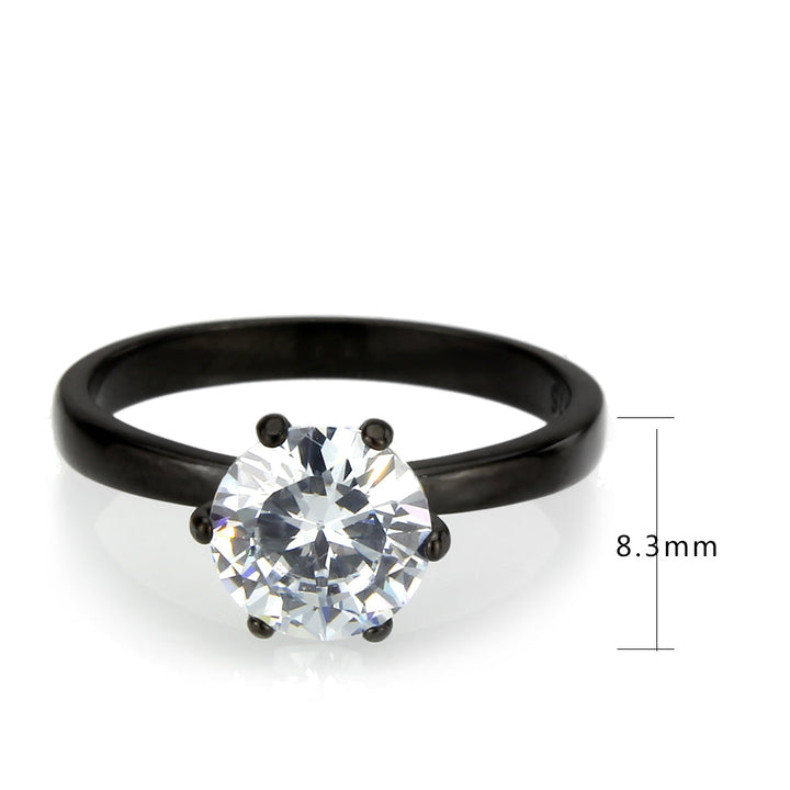 LOVCIA Black IP Stainless Steel Ring with Clear AAA CZ Stone - Buy stylish Rings for women - Shop latest Ring design - Trendy Rings - Unique fashion Rings - Find the perfect Ring