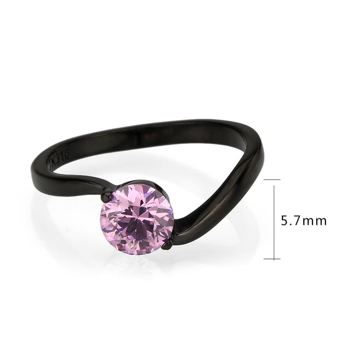 LOVCIA Black IP Stainless Steel Ring with Rose AAA CZ Stone - Buy stylish Rings for women - Shop latest Ring design - Trendy Rings - Unique fashion Rings - Find the perfect Ring