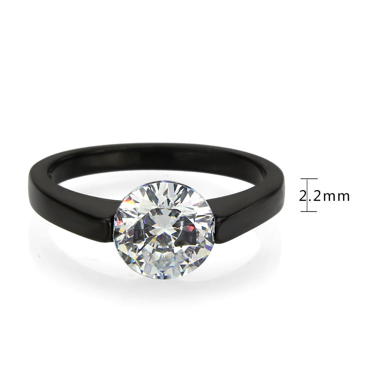 LOVCIA Black Stainless Steel Ring with Clear AAA CZ Stone - Buy stylish Rings for women - Shop latest Ring design - Trendy Rings - Unique fashion Rings - Find the perfect Ring