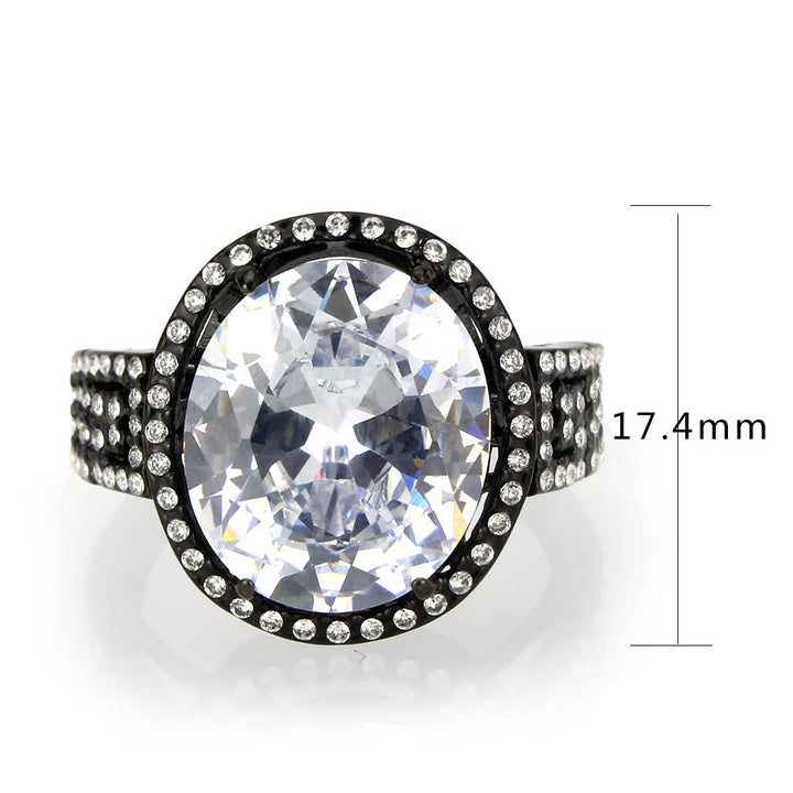 LOVCIA Black IP Stainless Steel Ring with Clear AAA CZ Stone - Buy stylish Rings for women - Shop latest Ring design - Trendy Rings - Unique fashion Rings - Find the perfect Ring