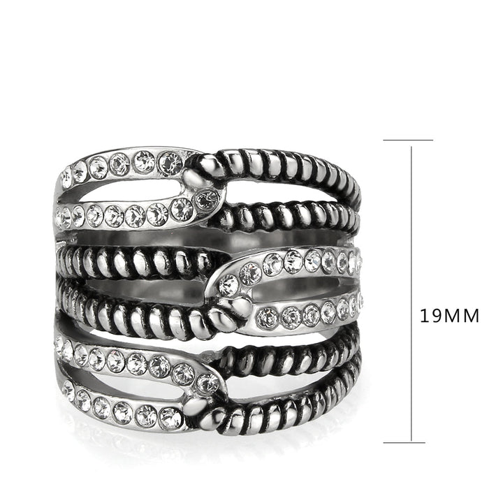 LOVCIA Stainless Steel Ring with Clear Top Grade Crystal and High Polish Finish - Buy stylish Rings for women - Shop latest Ring design - Trendy Rings - Unique fashion Rings - Find the perfect Ring