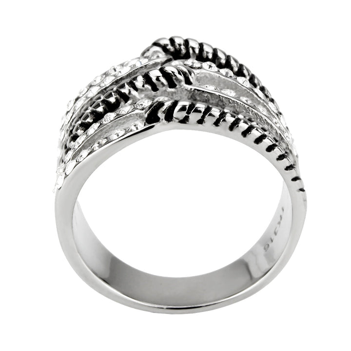 LOVCIA Stainless Steel Ring with Clear Top Grade Crystal and High Polish Finish - Buy stylish Rings for women - Shop latest Ring design - Trendy Rings - Unique fashion Rings - Find the perfect Ring