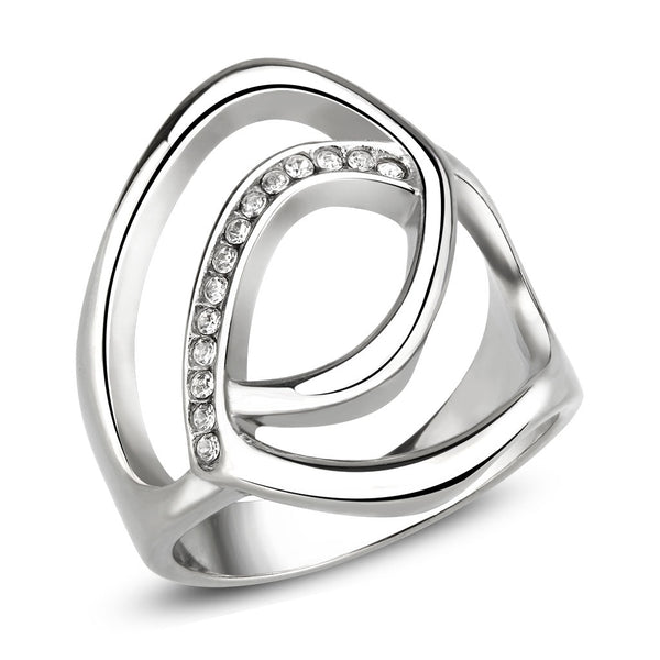 LOVCIA Stainless Steel Ring with Clear Top Grade Crystal and High Polish Finish - Buy stylish Rings for women - Shop latest Ring design - Trendy Rings - Unique fashion Rings - Find the perfect Ring