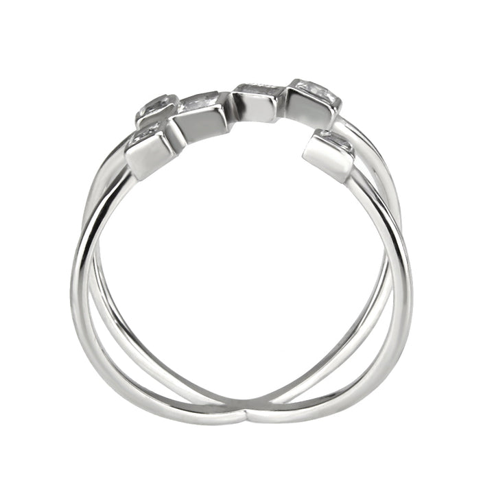 LOVCIA Radiant High-Polish Stainless Steel Ring with Clear AAA CZ Stone - Buy stylish Rings for women - Shop latest Ring design - Trendy Rings - Unique fashion Rings - Find the perfect Ring