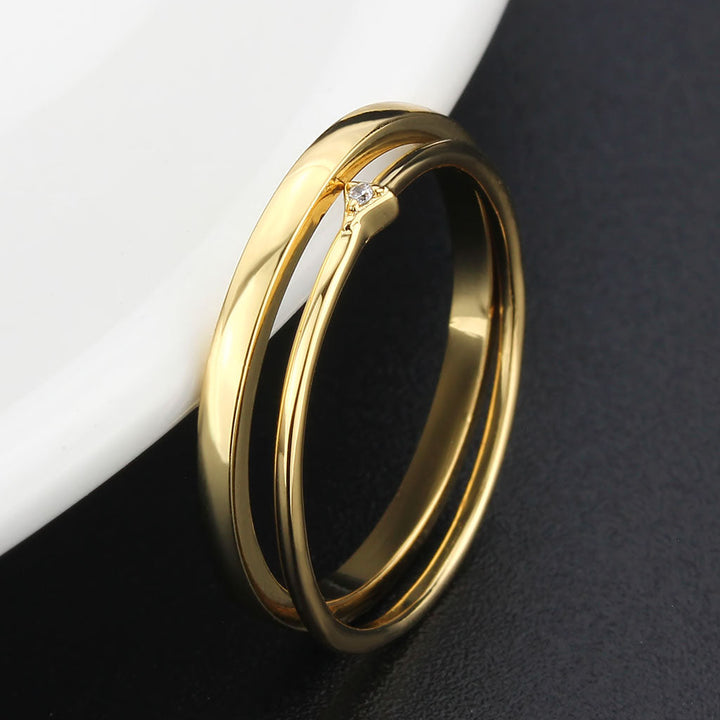 LOVCIA Radiant Flash Gold Brass Ring with Clear AAA CZ Stone - Buy stylish Rings for women - Shop latest Ring design - Trendy Rings - Unique fashion Rings - Find the perfect Ring