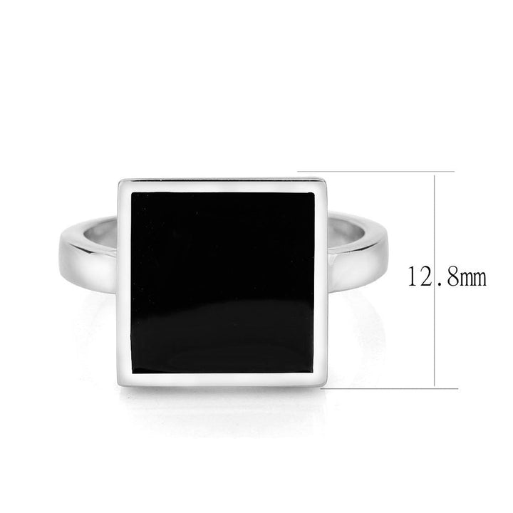 LOVCIA Rhodium-Plated Brass Ring with Jet Black Epoxy - Buy stylish Rings for women - Shop latest Ring design - Trendy Rings - Unique fashion Rings - Find the perfect Ring